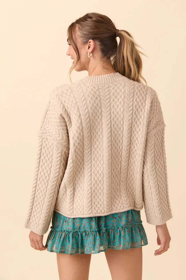 Pippa Taupe Cable Knit Cardigan FINAL SALE sold by Pink Lily product image thumbnail 4