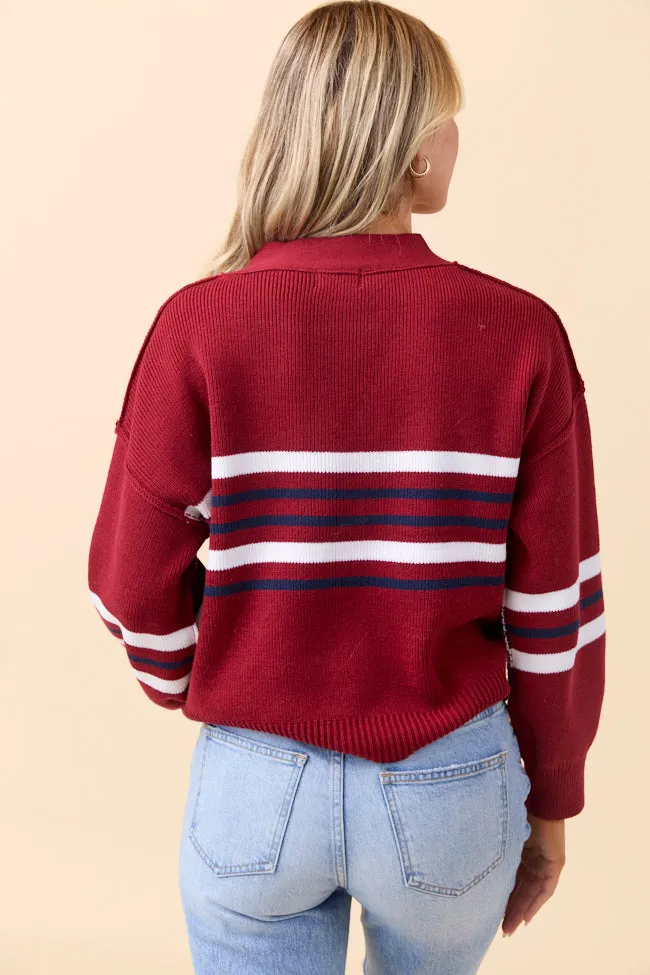 Zia Red Multi Stripe Varsity Cardigan FINAL SALE sold by Pink Lily product image thumbnail 5