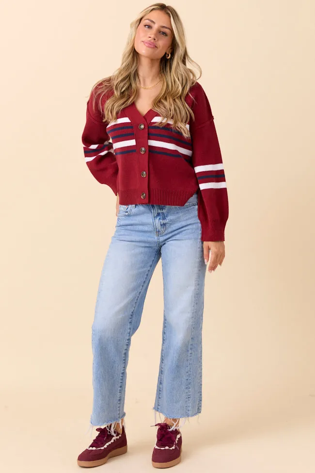 Zia Red Multi Stripe Varsity Cardigan FINAL SALE sold by Pink Lily product image thumbnail 2