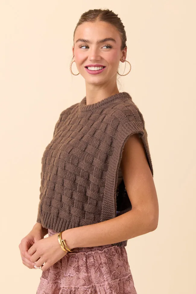 Nevah Brown Cable Knit Vest SALE sold by Pink Lily product image thumbnail 3
