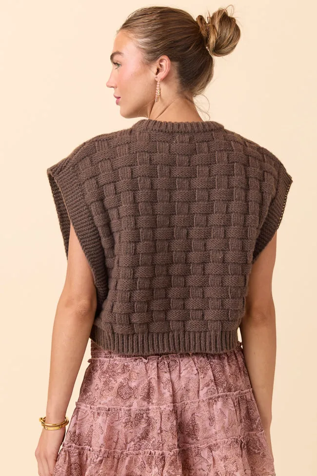 Nevah Brown Cable Knit Vest SALE sold by Pink Lily product image thumbnail 4