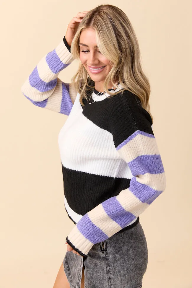 Lizzie Purple Black White Colorblock Sweater FINAL SALE sold by Pink Lily product image thumbnail 3