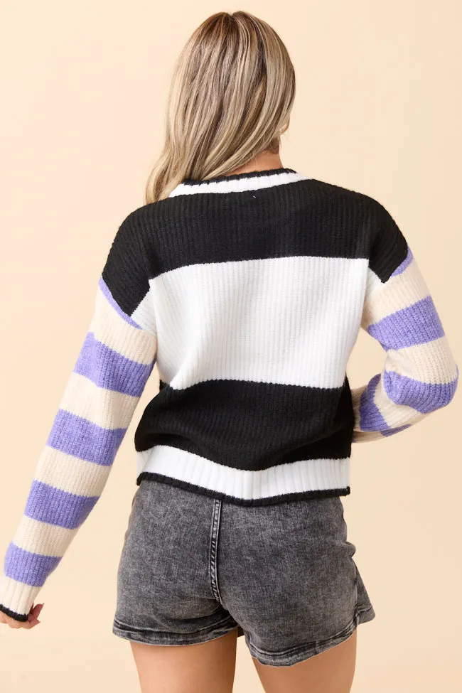 Lizzie Purple Black White Colorblock Sweater FINAL SALE sold by Pink Lily product image thumbnail 4