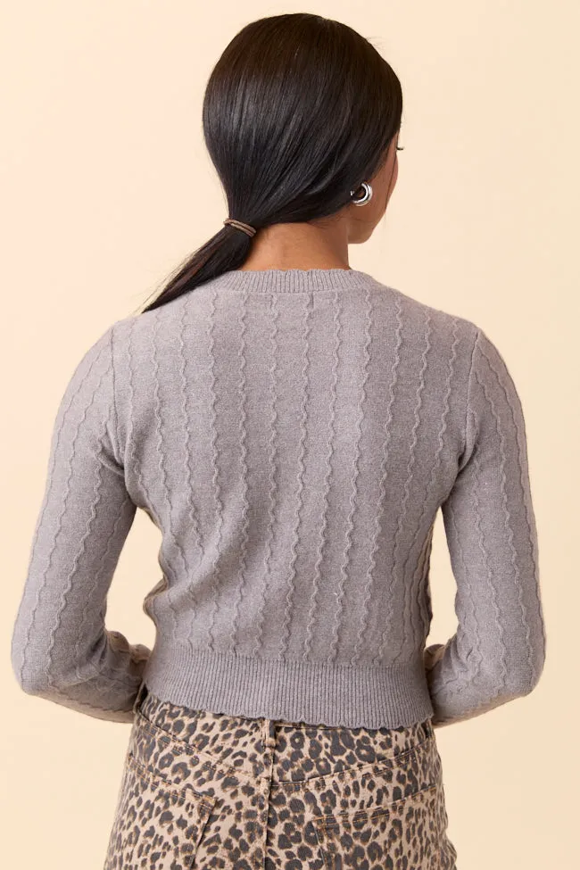 Aniston Grey Scallop Detail Cardigan FINAL SALE sold by Pink Lily product image thumbnail 4