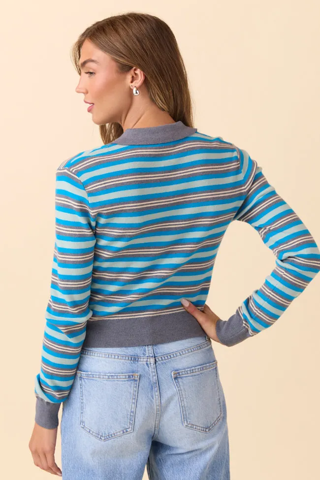Natasha Blue Stripe Cardigan FINAL SALE sold by Pink Lily product image thumbnail 4