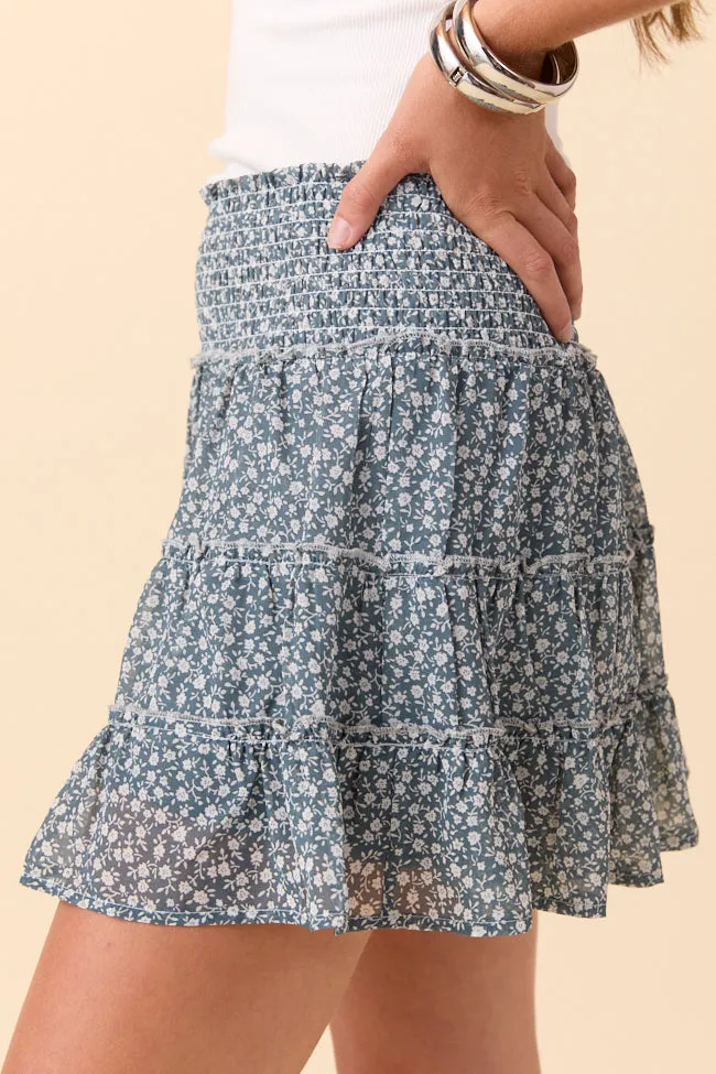 Through the Garden Dusty Green and White Floral Print Skort FINAL SALE sold by Pink Lily product image thumbnail 3