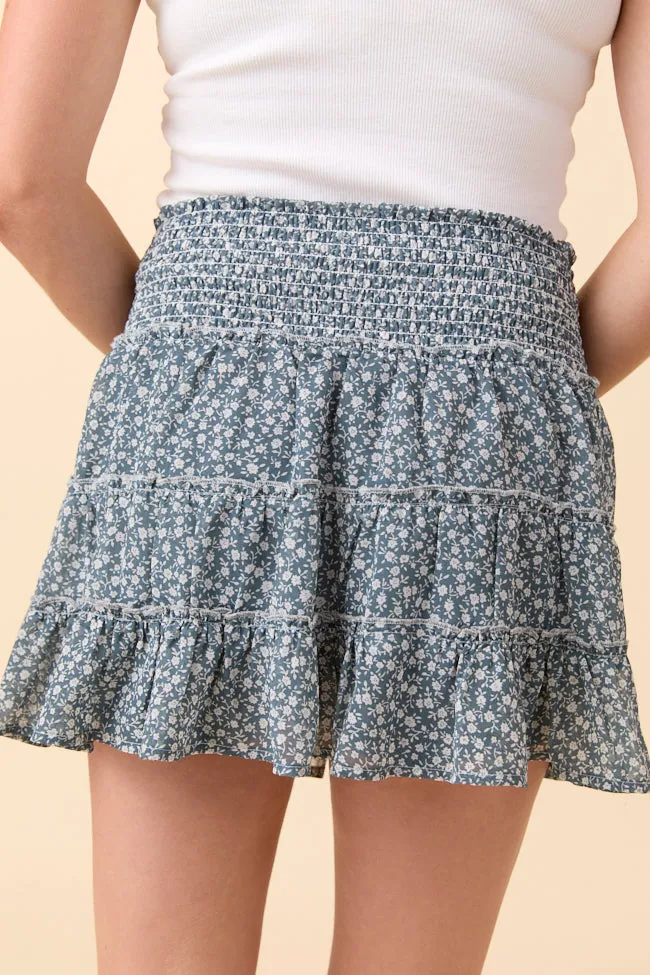 Through the Garden Dusty Green and White Floral Print Skort FINAL SALE sold by Pink Lily product image thumbnail 4