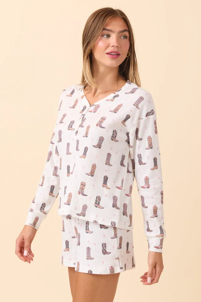 Cowboy Boots Print Pajama Set sold by Pink Lily product image thumbnail 4