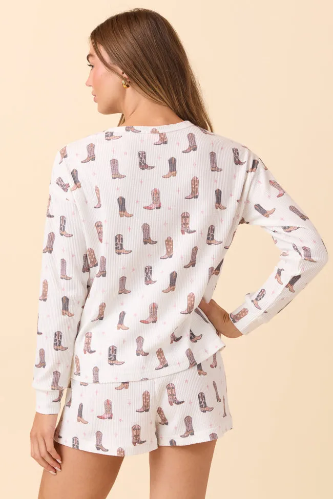 Cowboy Boots Print Pajama Set sold by Pink Lily product image thumbnail 5