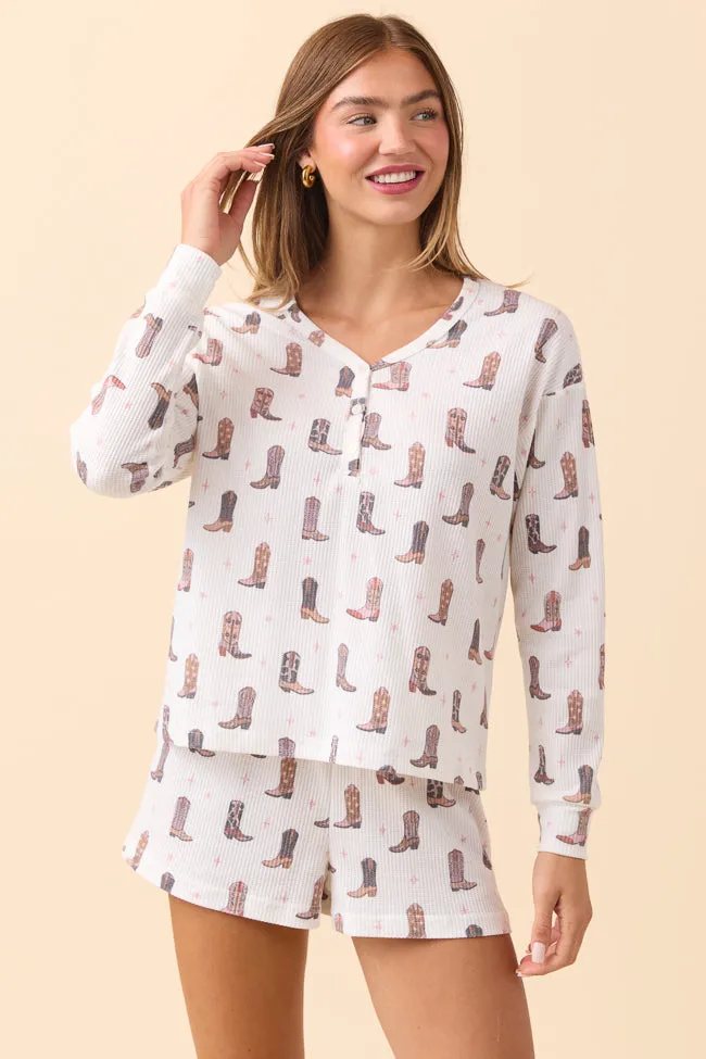 Cowboy Boots Print Pajama Set sold by Pink Lily product image thumbnail 2