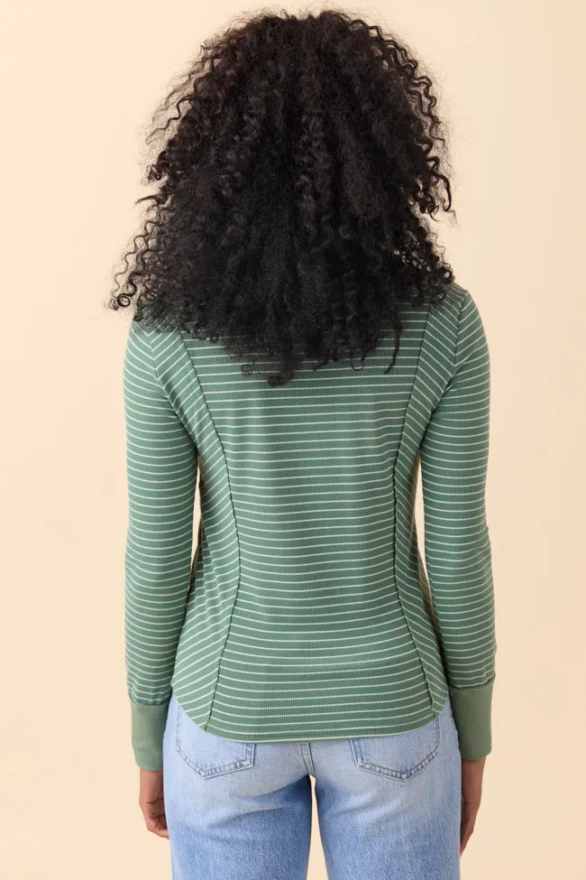 Phoebe Green and White Striped Long Sleeve Knit Top FINAL SALE sold by Pink Lily product image thumbnail 4