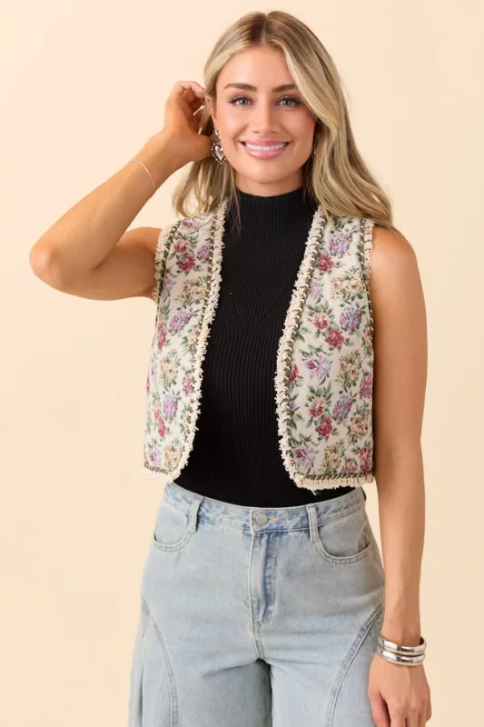 Maddie Multi Floral Printed Vest sold by Pink Lily