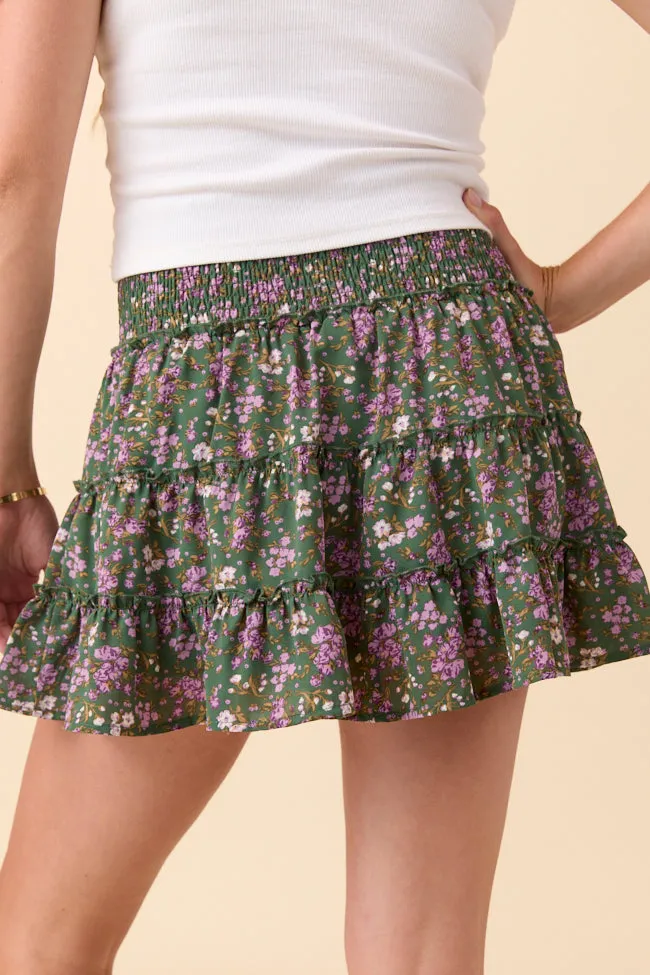 Through the Garden Green and Lavender Floral Print Skort FINAL SALE sold by Pink Lily product image thumbnail 4