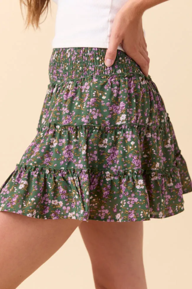 Through the Garden Green and Lavender Floral Print Skort FINAL SALE sold by Pink Lily product image thumbnail 3