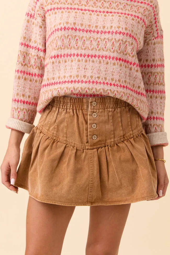 Sophie Brown Ruffle Skort sold by Pink Lily