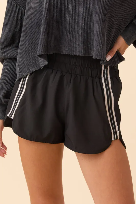 Tempest Black Striped Trim Detail Active Shorts FINAL SALE sold by Pink Lily