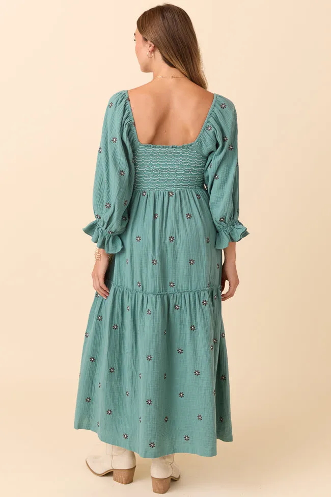 Dress To Impress Sage Floral Stitched Smocked Top Dress sold by Pink Lily product image thumbnail 4