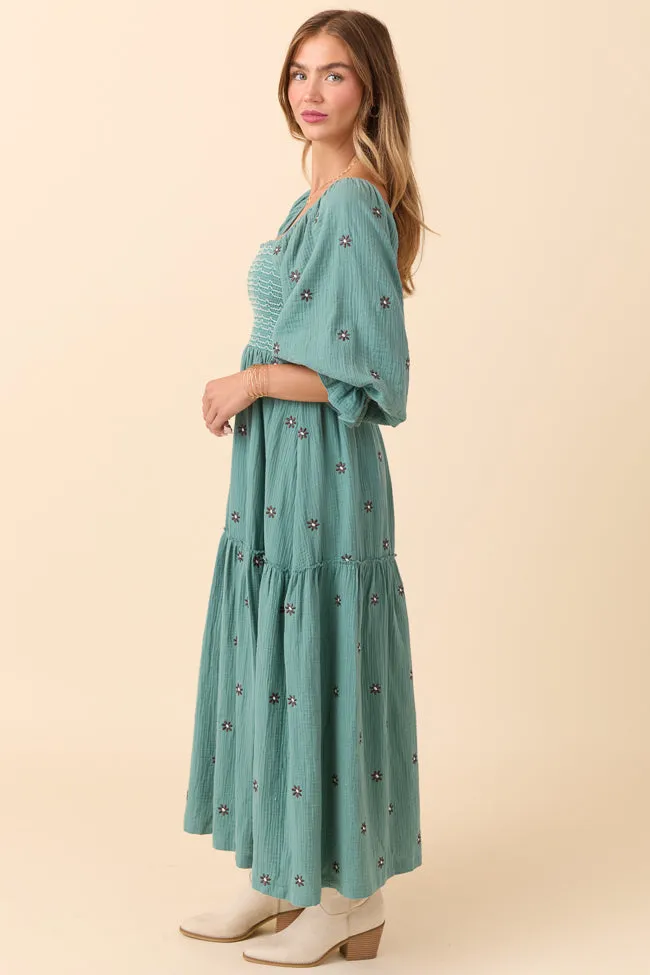 Dress To Impress Sage Floral Stitched Smocked Top Dress sold by Pink Lily product image thumbnail 3