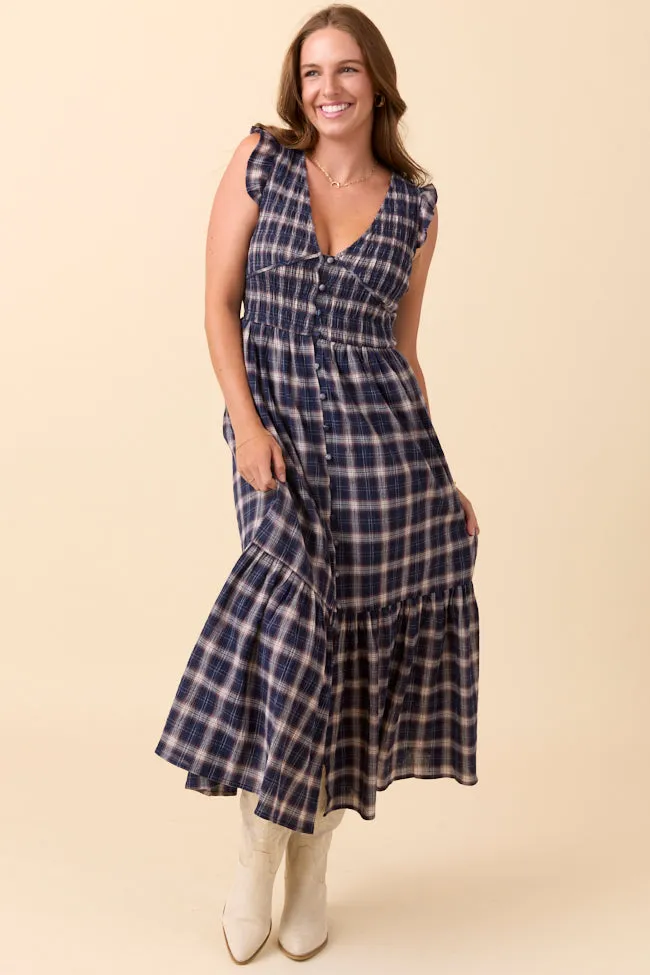 Ruth Navy Plaid Maxi Dress SALE sold by Pink Lily product image thumbnail 2