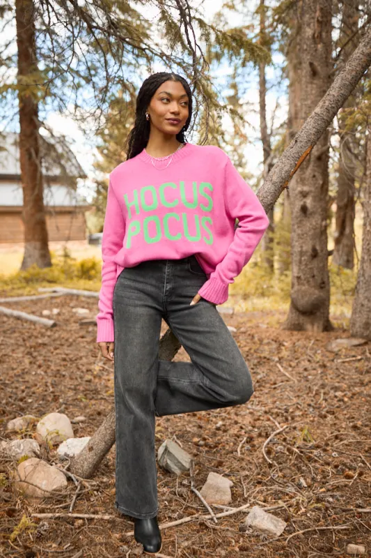 Hocus Pocus Pink And Green Crewneck Sweater FINAL SALE made by Pink Lily