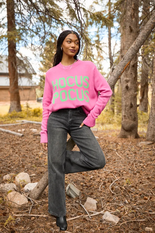 Hocus Pocus Pink And Green Crewneck Sweater FINAL SALE sold by Pink Lily