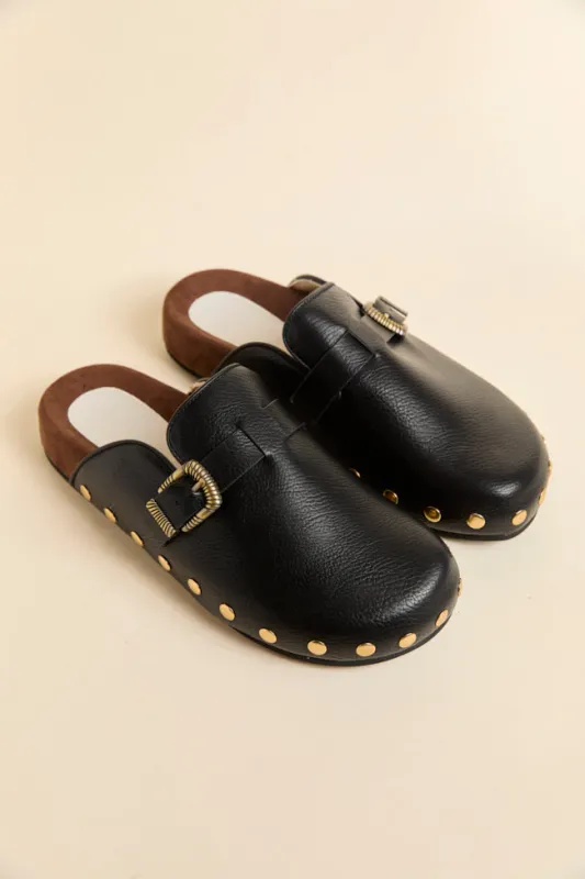 Toni Black Studded Clogs SALE sold by Pink Lily