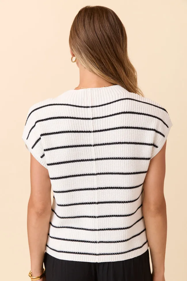 Lauren Short Sleeve White Black Striped Sweater FINAL SALE sold by Pink Lily product image thumbnail 4
