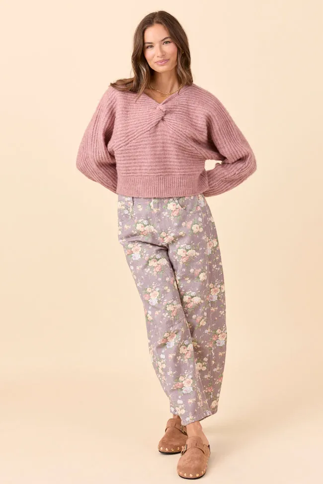 Gisele Front Twist Heathered Light Pink Sweater FINAL SALE sold by Pink Lily product image thumbnail 4