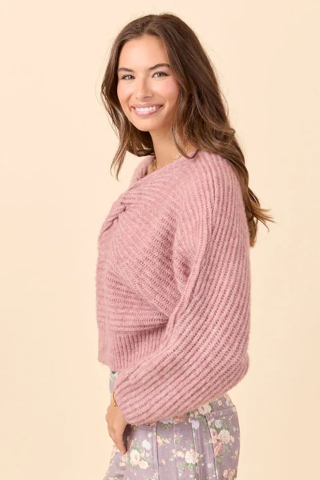 Gisele Front Twist Heathered Light Pink Sweater FINAL SALE sold by Pink Lily product image thumbnail 5