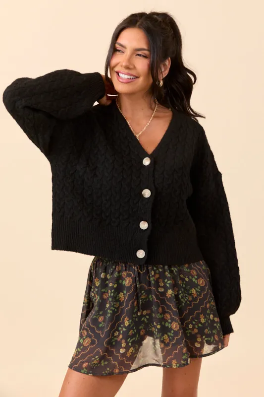 Heather Black V-Neck Cardigan sold by Pink Lily