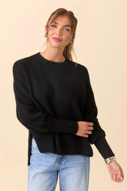 Flora Black Oversized Pullover SALE sold by Pink Lily