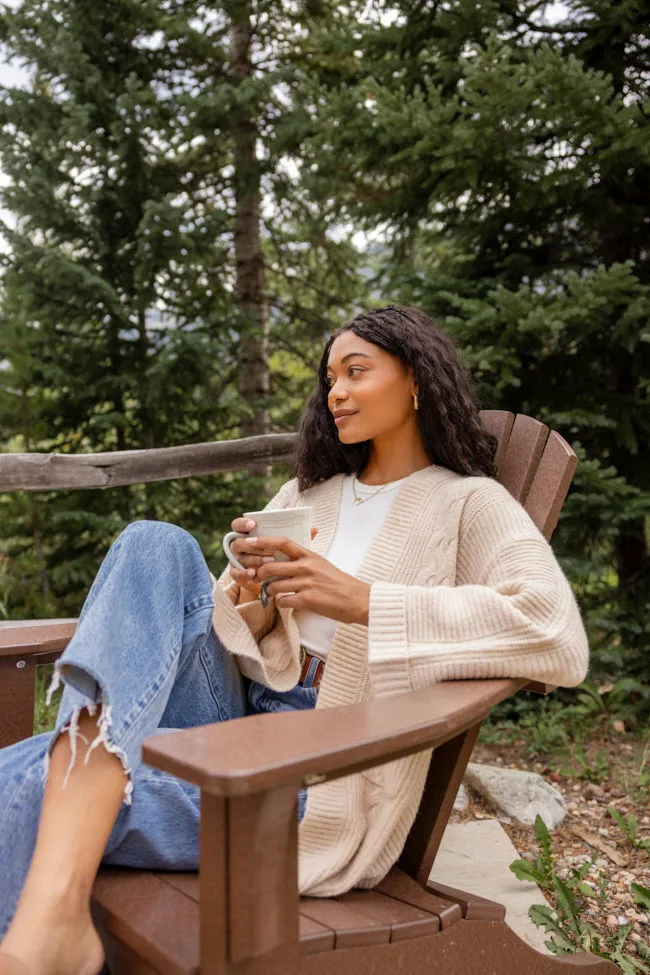 Aleah Beige Cable Sweater Coat sold by Pink Lily