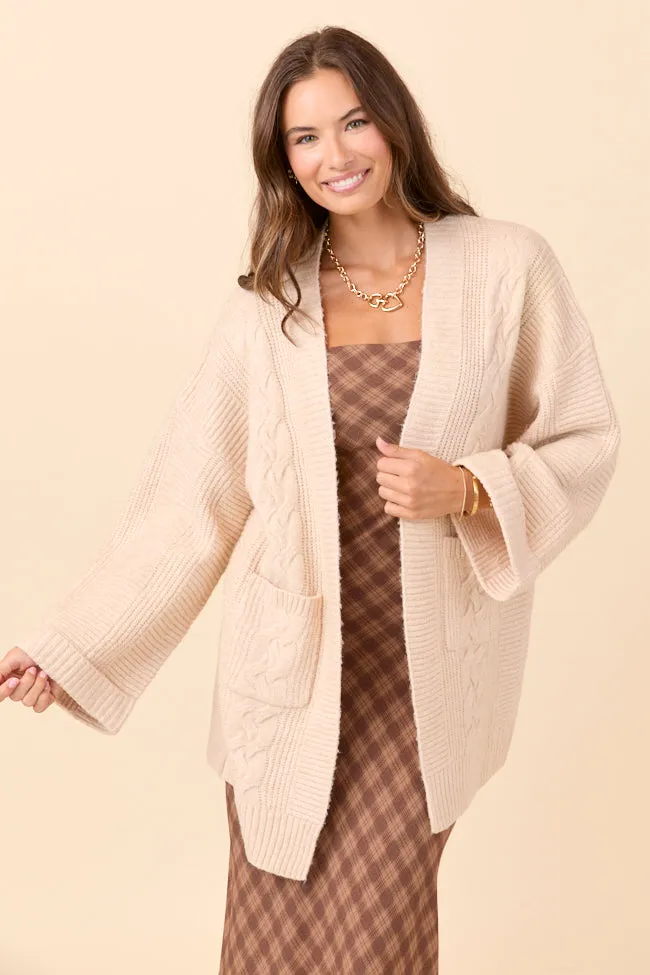 Aleah Beige Cable Sweater Coat sold by Pink Lily product image thumbnail 2
