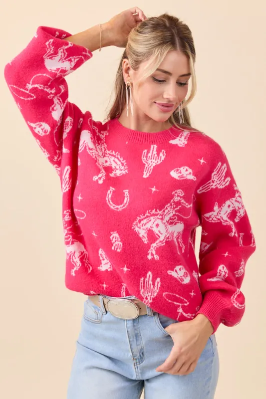 Virginia Pink Western Icon Crewneck Sweater FINAL SALE sold by Pink Lily