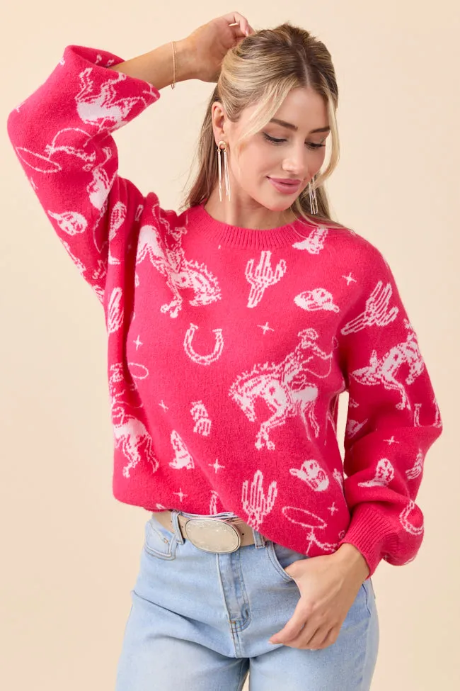 Virginia Pink Western Icon Crewneck Sweater FINAL SALE sold by Pink Lily