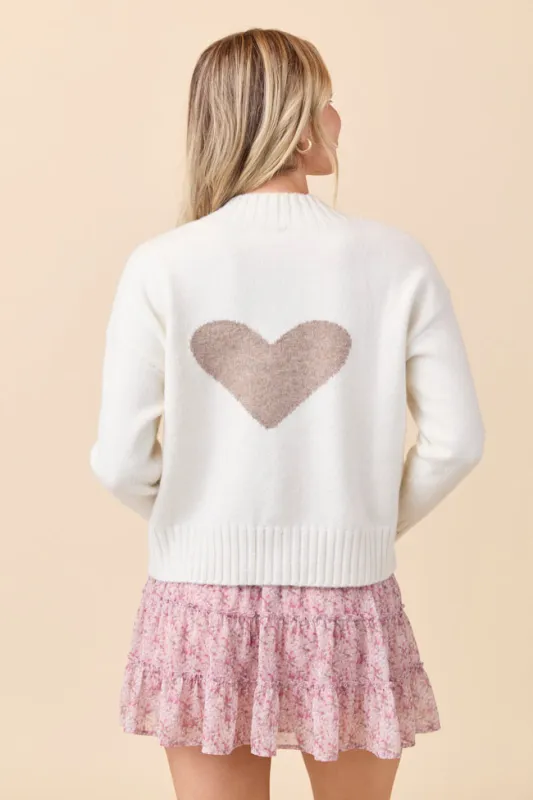 Raven Heart Print Off-White Cardigan sold by Pink Lily