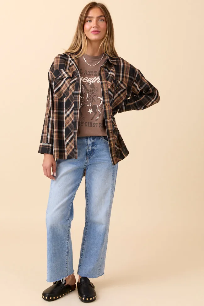 Zion Black Plaid Flannel Top SALE sold by Pink Lily product image thumbnail 2