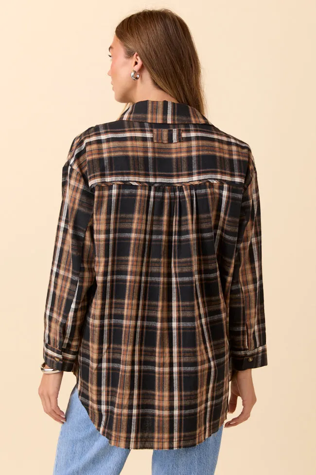 Zion Black Plaid Flannel Top SALE sold by Pink Lily product image thumbnail 4