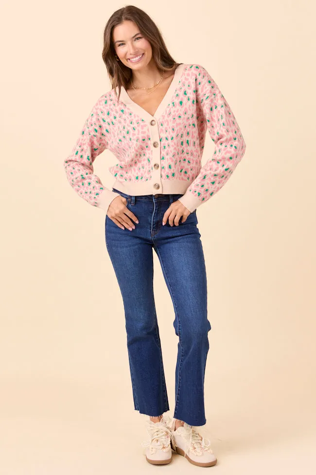 Sammy Pink and Green Leopard Cardigan sold by Pink Lily product image thumbnail 2