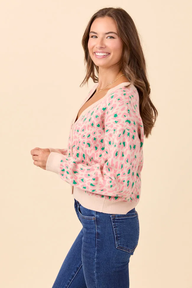 Sammy Pink and Green Leopard Cardigan sold by Pink Lily product image thumbnail 4