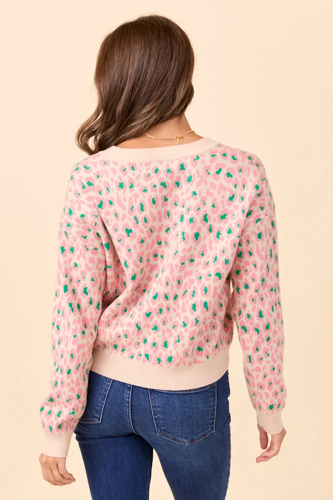 Sammy Pink and Green Leopard Cardigan sold by Pink Lily product image thumbnail 5