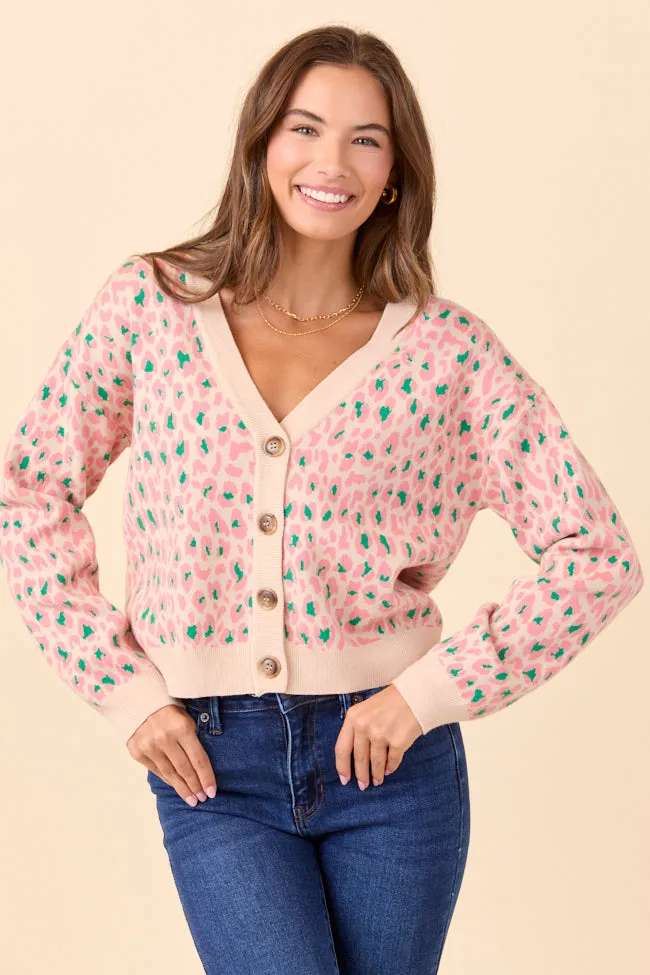 Sammy Pink and Green Leopard Cardigan sold by Pink Lily product image thumbnail 3