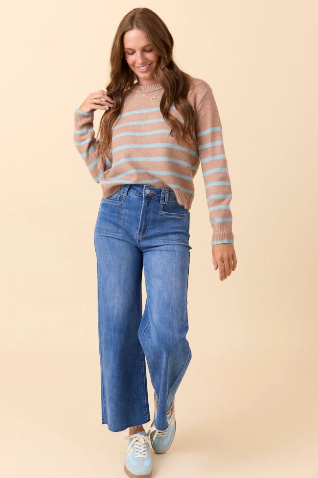 Serenity Striped Brown and Blue Pullover Sweater sold by Pink Lily product image thumbnail 2