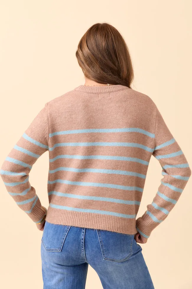 Serenity Striped Brown and Blue Pullover Sweater sold by Pink Lily product image thumbnail 4