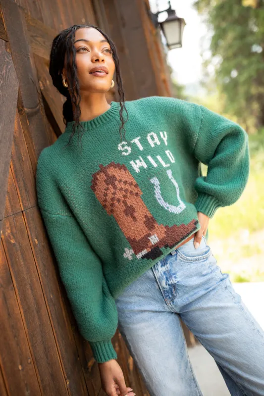 Gail Forest Green Stay Wild Pullover FINAL SALE sold by Pink Lily