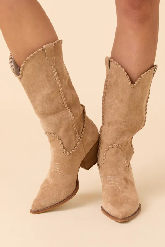 Tilley Almond Whipstitch Cowboy Boots sold by Pink Lily