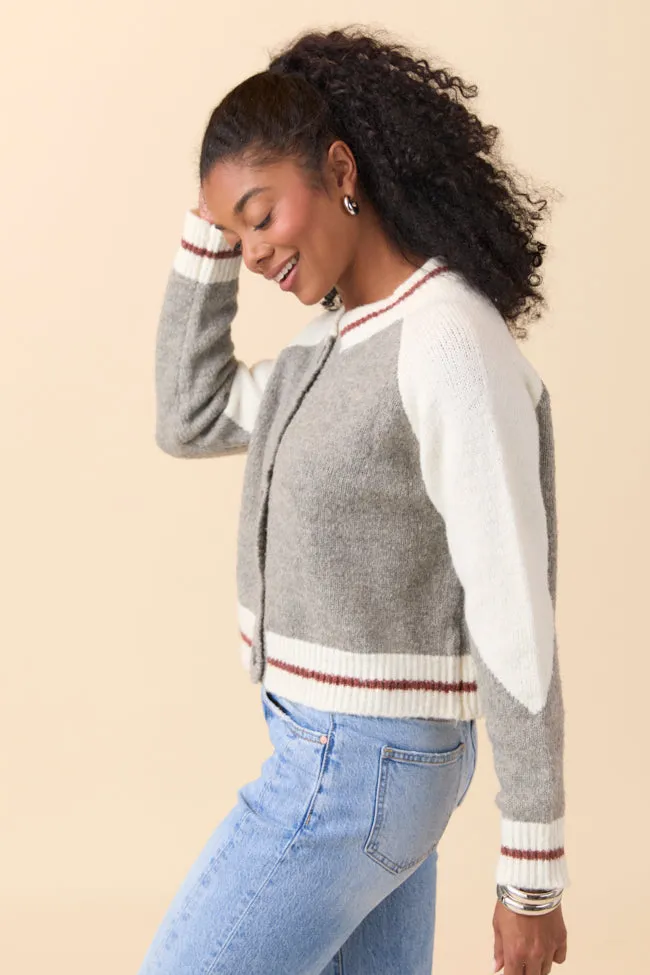 Jordan Grey Bomber Cardigan Sweater sold by Pink Lily product image thumbnail 4