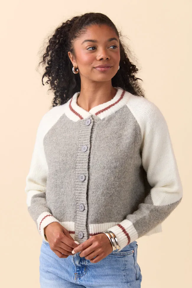 Jordan Grey Bomber Cardigan Sweater sold by Pink Lily product image thumbnail 2