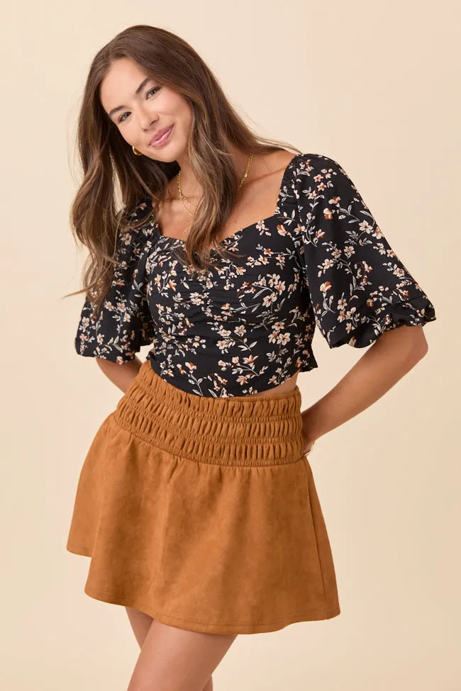 Karen Black Floral Puff Sleeve Smocked Blouse sold by Pink Lily product image thumbnail 3