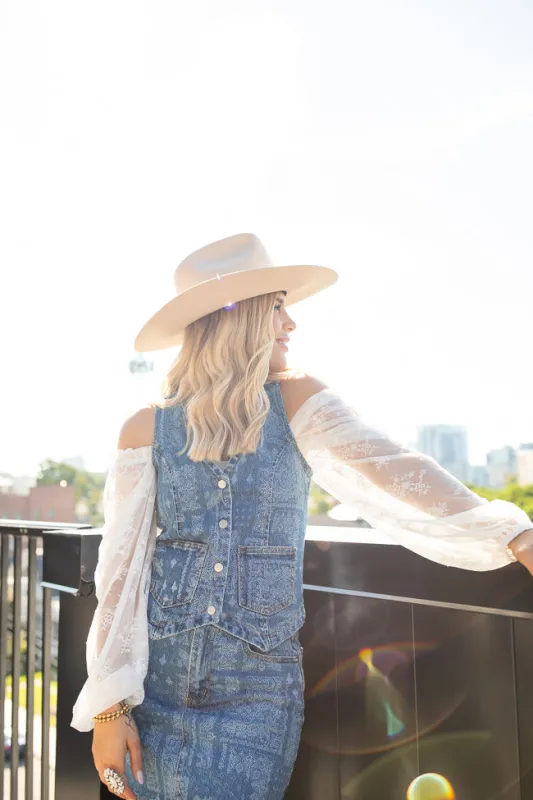 The Lucy Ivory Floral Mesh Ruched Top Just Classically Cassidy X Pink Lily sold by Pink Lily